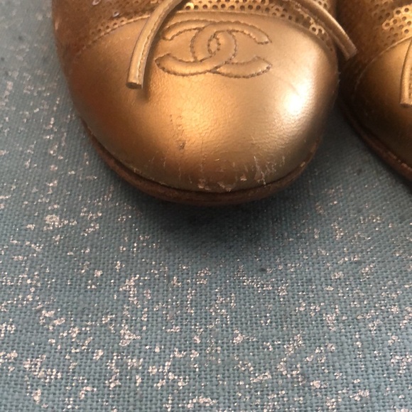 RARE❤️Chanel Gold sequined ballet flats ❤️ size 38 made in Italy - Picture 5 of 14